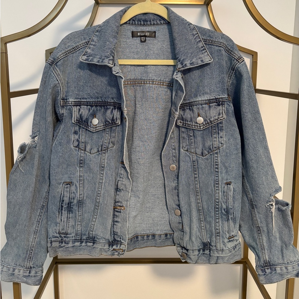 Missguided Distressed Blue Jean Jacket